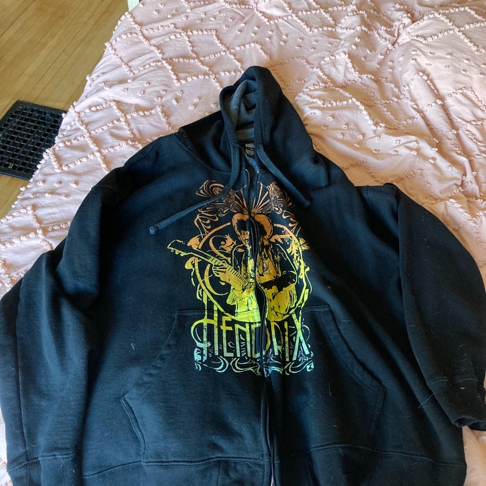 Black Jimi Hendrix  Hoodie with Yellow Graphic